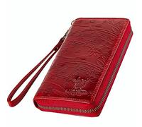 MATADOR XL Portefeuille Femme Grand Format avec Fermeture éclair en métal YKK et dragonne Amovible | Porte-Monnaie avec Protection RFID et boîte Cadeau | Grand Compartiment pour Monnaie Fleurs Rouge