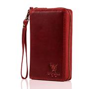 MATADOR XL Portefeuille Femme Grand Format avec Fermeture éclair en métal YKK et dragonne Amovible | Porte-Monnaie avec Protection RFID et boîte Cadeau | Grand Compartiment Monnaie Porte-Cartes Rouge