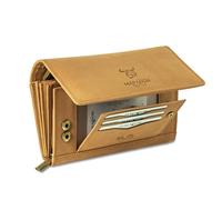 MATADOR XXL Portefeuille Femme Long Grand Format en Cuir Véritable | avec Blocage RFID certifié TÜV et Boîte Cadeau | Porte-Monnaie Grande Capacité | Porte-chequiérs Grande Taille Marron Clair
