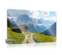 Matal Sign Accessoire d'œuvre d'art imperméable, impression rétro classique pour café, pub, cour | Cadeaux pré-percés personnalisés, une cabane confortable nichée dans les montagnes (30 x 40 cm)