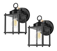MATAMEYE - Applique murale extérieure avec capteur du crépuscule à l'aube - Lanternes extérieures étanches - Lampes avant noires avec verre biseauté