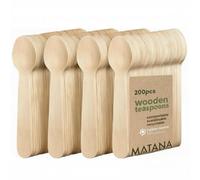 MATANA 200 Cuillères à Café en Bois 14 cm - Petites Cuillères Jetables, Compostables & Biodégradables, 100% Naturel - Cuillère à Dessert Café, Desserts & Dégustations - Bouleau lisse sans Échardes