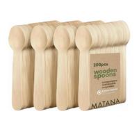 MATANA 200 Cuillères en Bois 16 cm - Cuillères Jetables, Compostables & Biodégradables, 100% Naturelles - Dessert, Dégustation, Glaces & Catering - Bouleau Lisse sans Échardes