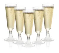 MATANA 24 Flûtes à Champagne Réutilisables, 150 ml - Verres en Plastique Aspect Cristal - PS (Polystyrène) Premium - Lavage à la main & Réutilisation - Idéal Mariages, Anniversaires & Fêtes