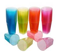 MATANA 40 Gobelets en Plastique Coloré (210ml) - Verres en Plastique Fluo pour Anniversaires, Fêtes d'Enfants, Mariages, Noël, Barbecue - Solide et Réutilisable