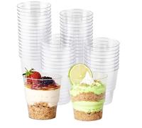 MATANA 48 Coupes à Dessert en Plastique Dur Transparent (240ml), Coupelles, Verrines pour Desserts, Apéritifs, Entrées, Tiramisus, Salade de Fruits, Buffets - Solide & Réutilisable