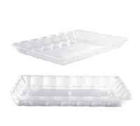 MATANA 6 Plateaux de Service Rectangulaires en Plastique Dur pour Apéritifs - Transparent, 32x24cm - Solide & Réutilisable - Buffet, Anniversaires, Mariages, Noël, Fêtes