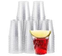 MATANA 60 Verres à Shot en Plastique Dur avec Paillettes Argentées, 30ml - Verres à Shooter Solides - Verrines Réutilisables, Verres à Liqueur pour Fêtes, Anniversaires, Mariages, Dégustation