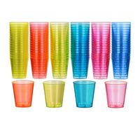 MATANA 60 Verres à Shot en Plastique Fluo, 30ml - Lumière Noire/UV-Réactive - Verres à Shooter Colorés Solides - Verrines en Plastique Réutilisables pour Fêtes, Anniversaires, Mariages