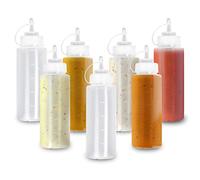 MATANA 8 Grandes Bouteille à Sauce, Bouteille à Condiments, Flacons Plastique avec Bouchon, 500ml - Solide & sans BPA
