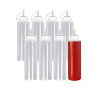 MATANA 8 Grandes Bouteille à Sauce, Bouteille à Condiments, Flacons Plastique avec Bouchon, XL 680ml - Solide & sans BPA
