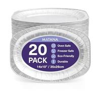 MATANA Lot de 20 Plateaux de Service en Aluminium 35 x 26 cm - Plateaux Jetables Buffet - Réutilisables, Bords Relevés, Profonds - Aluminium Alimentaire, Four & Congélateur - Traiteur & Apéritif