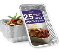 MATANA Lot de 25 Barquettes Aluminium 31×21 cm (2 L / 2000 ml) - Plat Aluminium Four Grand Format, Barquette Cuisson & Rôtissoire, Empilables, Four & Congélateur, Recyclables