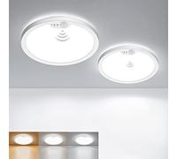Matane [2 Pack] Plafonnier Led Detecteur de Mouvement, 18W 1800LM Luminaire éclairage de Plafond Blanc Chaud/Neutre/Froid Escalier Salle de Bain Couloir Garage Exterieur Cuisine 22cm