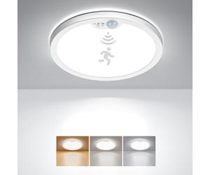 Matane Plafonnier Led Detecteur de Mouvement, 18W 1800LM Luminaire éclairage de Plafond Blanc Chaud/Neutre/Froid Escalier Salle de Bain Couloir Garage Exterieur Cuisine -22cm
