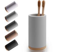 Matani Support de Brosse à Dents en Bambou en diatomite - Support de Rangement pour Petite Salle de Bain et comptoir - Base Amovible et Trous de Drainage, Absorbant l'eau et séchage Rapide (Gris