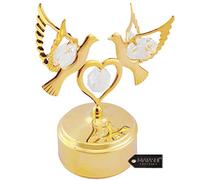 Matashi Boîte à Musique plaquée Or 24 carats avec Figurine de colombes en Cristal, décoration de Table pour Salon, Cadeau pour Noël, Anniversaire, Vacances, Saint-Valentin - Lac des cygnes