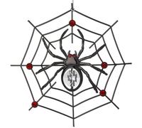 Matashi Décoration à suspendre en forme d'araignée noire avec cristaux rouges transparents - Toile d'araignée porte-bonheur pour arbre, décoration saisonnière à suspendre, cadeau inspiré de la légende
