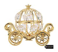 Matashi Ornement - Magnifique Carrosse de Cendrillon 24ct plaqué Or Fabriqué avec des Cristaux
