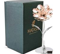 Matashi Tournesol en métal - Cadeau de Saint-Valentin chromé et plaqué Or Rose - Figurine de Tournesol cloutée en Cristal - Décoration de Table pour Maman, Papa, Fille, Fils, Amis et Famille