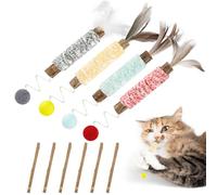 Matatabi Lot de 4 bâtonnets à mâcher pour chat - Multicolore - Avec 6 bâtonnets à mâcher pour chat - Jouet pour le ponçage des dents, les soins dentaires et contre la mauvaise haleine