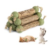 Matatabi Lot de 6 bâtonnets d'herbe à chat avec balle d'herbe à chat - Jouet interactif naturel pour le ponçage des dents pour chat - Mordre et mâcher