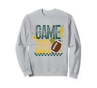Match Day Football Season Retro Green Gold Checker Touchdown Sweatshirt
