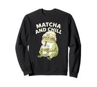 Matcha and Chill Frog Humour Green Bubble Tea Fan Amateur Sweatshirt
