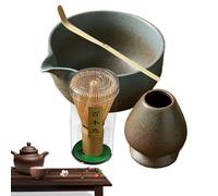 Matcha Bowl Set : mixeur en bambou doux, outils à thé japonais | Bol à matcha en céramique avec bec, cuillère en bambou et support à fouetter, kit complet de cérémonie de matcha pour la préparation