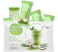 Matcha Coco Latte - Sans sucre ajouté | Matcha & Noix de Coco | Légèrement sucré à la stévia | Portions individuelles pratiques (10x40g) | Boisson Latte naturelle et crémeuse (400g)