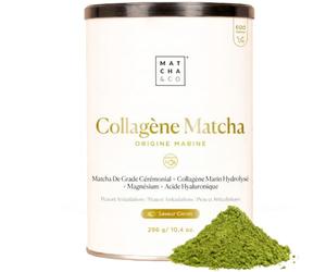 Matcha Collagène Marin en Poudre avec Magnésium et Acide Hyaluronique - Saveur Matcha Citron - Pour Articulations, Peau et Ongles - 296 g