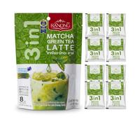 Matcha Green Tea Latte 3-en-1 Ranong - 8 Sachets de Thé Instantané | Préparation instantanée pour boisson au thé vert matcha et lait en sachets individuellement portionnés de 20 g
