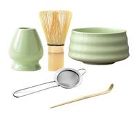 Matcha Kit, 5 Pièces Kit Matcha Complet, Bol Céramique, Tamis et Cuillères Matcha Coffret avec Fouet Bambou, Service à thé Japonais Set, Matcha Set