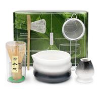 Matcha Kit, 5 Pièces Set Matcha Complet avec Fouet Matcha Bambou, Bol Matcha, Tamis, Support Matcha Fouet et Cuillère Matcha, Premium pour Préparation, Idéal pour la Maison, le Bureau et Comme Cadeau