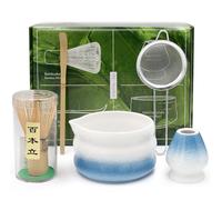 Matcha Kit, 5 Pièces Set Matcha Complet avec Fouet Matcha Bambou, Bol Matcha, Tamis, Support Matcha Fouet et Cuillère Matcha, Premium pour Préparation, Idéal pour la Maison, le Bureau et Comme Cadeau