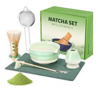 Matcha Kit, 7 Pièces Kit Matcha avec Fouet Matcha, Bol Matcha, Kit Matcha Complet pour les Amateurs de Matcha Faire le petit Déjeuner, Latte, Outil Idéal pour les Amateurs de Matcha