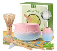Matcha Kit 8 pièces, Kit Matcha Complet Fouet Matcha, Bol Matcha Bec Verseur, Cuillere Matcha, Support de Fouet à Matcha, Tamis à Matcha, Coffret Cadeau pour les Amateurs Matcha (B)