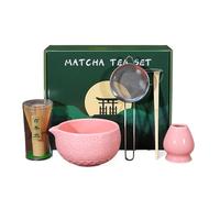 Matcha Kit Complet 5Pcs Céramique Matcha Set Bol Matcha bec Verseur Fouet Bambou Service à thé Matcha Japonais Accessoires pour la Cérémonie Ensemble de Matcha Coffret Cadeau pour Amis Collègues Rose