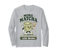Matcha Less Drama Tea Lover Kawaii Japonais Manche Longue