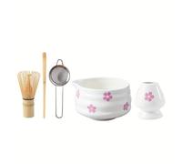 Matcha Set 5-pièces - Set de préparation du thé Matcha avec bol, balai en bambou & cuillère | Set de préparation du Matcha pour la cérémonie du thé & la fleur