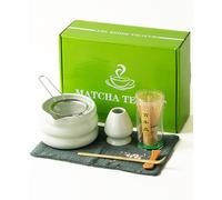 Matcha Set,Matcha kit,Bol à matcha avec bec verseur,Fouet en bambou,Support pour fouet,Cuillère à café,kit matcha complet en cadeau à des amis ou des collègues
