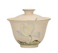 Matcha Tasses Bleu Lotus Rime Poudre Peint à la Main Plomb Deux Capuchons Bol Céramique de Haute Qualité Chinois Kung Fu Tea Set Femme Grosse Poterie Mince Bande Thé Infuseur Tasse