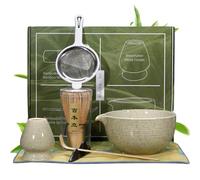 Matcha Whisk Set 7pcs / Set Ceramic Matcha Tea Set Perfect Matcha Kit TEA TOOTLES Les outils de fabrication comprennent des fouet, une cuillère, un porteur de fouet, un bol à thé, un tamis, un tissu