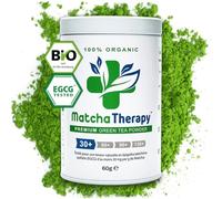 MatchaTherapy 30+ | Thé en poudre de Matcha 100% Bio | 60g | Au moins 30 mg/g testés Teneur en catéchine EGCG | Prend charge système immunitaire | Qualité Cérémonielle | Thé vert du Japon