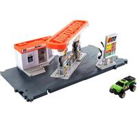 Matchbox Action Drivers - Coffret Station-Service & Voiture Jouet | Coffret station essence avec véhicule à l’échelle 1:64, pompes factices & fonctions interactives, GVY84