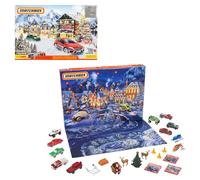 Matchbox Calendrier de l'avent, contient 24 surprises dont 11 petites voitures et 13 accessoires, pour enfants dès 3 ans, GXH01