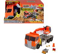 Matchbox Coffret Action Drivers Excavatrice Transformable, Grand Camion-Benne Échelle 1/64 À Compartiments Pratiques, 4 Accessoires De Chantier, Jouet Enfant, A Partir De 3 Ans, HPD64