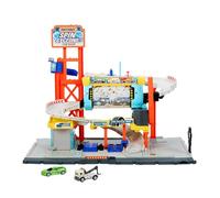 Matchbox Coffret Station de Lavage Tornade avec Corvette et dépanneuse à l’échelle 1/64, Tunnel de Lavage Rotatif, Atelier de préparation Automobile et Parking, JGB68