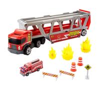 Matchbox Construction Hauler avec 1 camion de pompiers et 8 accessoires