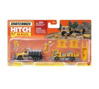 Matchbox Ensemble d'attelage et de transport en métal moulé sous pression de collection - HVP28 ~ Zone de construction MBX ~ Road Stripe King et Plowverizer Dumptruck ~ Comprend 2 figurines et